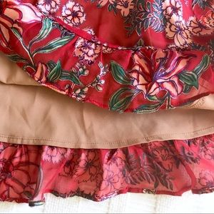 For Love & Lemons Boho Dress in Berry Floral Red